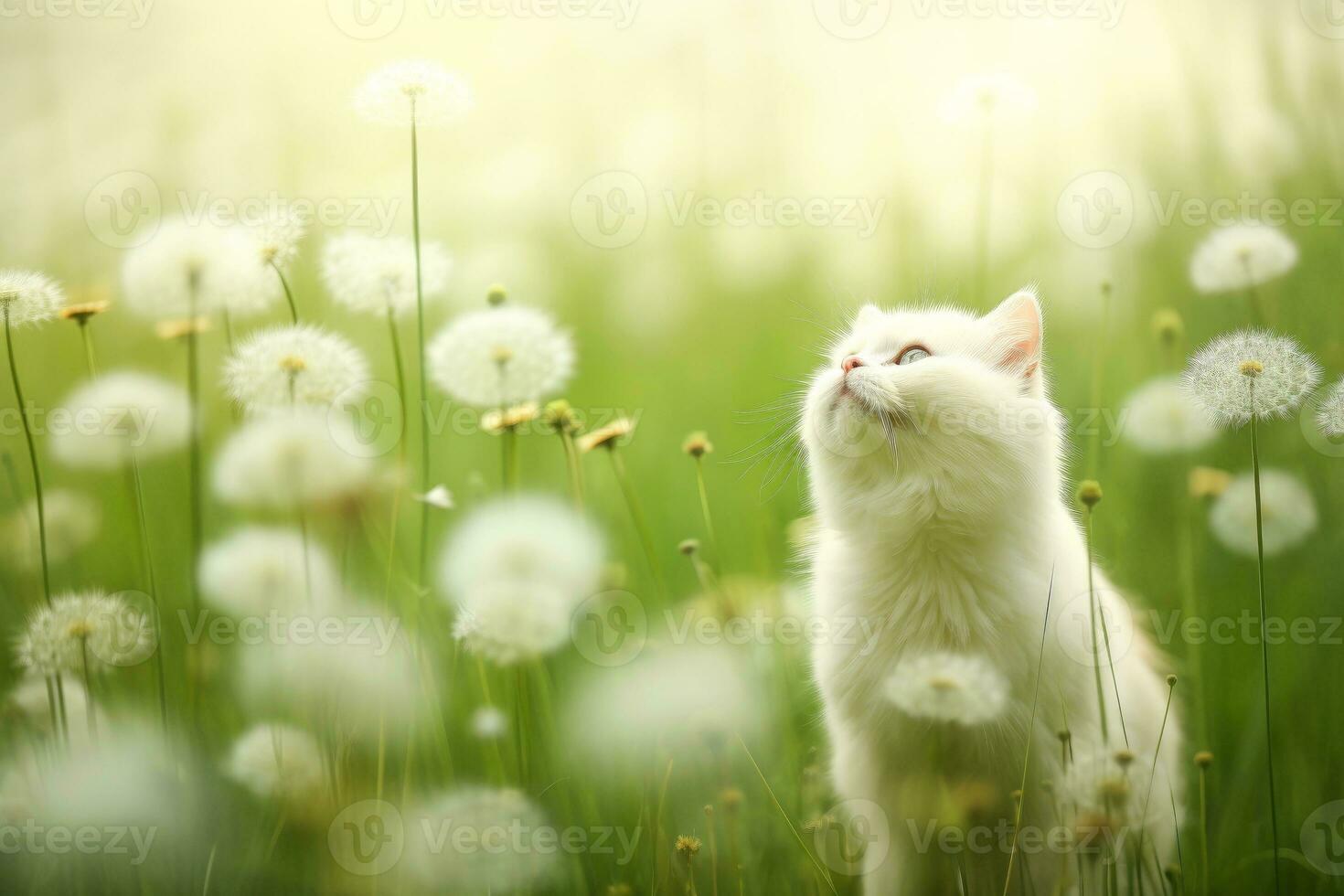 Close-up of cute cat gazing at something with beautiful bokeh background, Generative AI photo