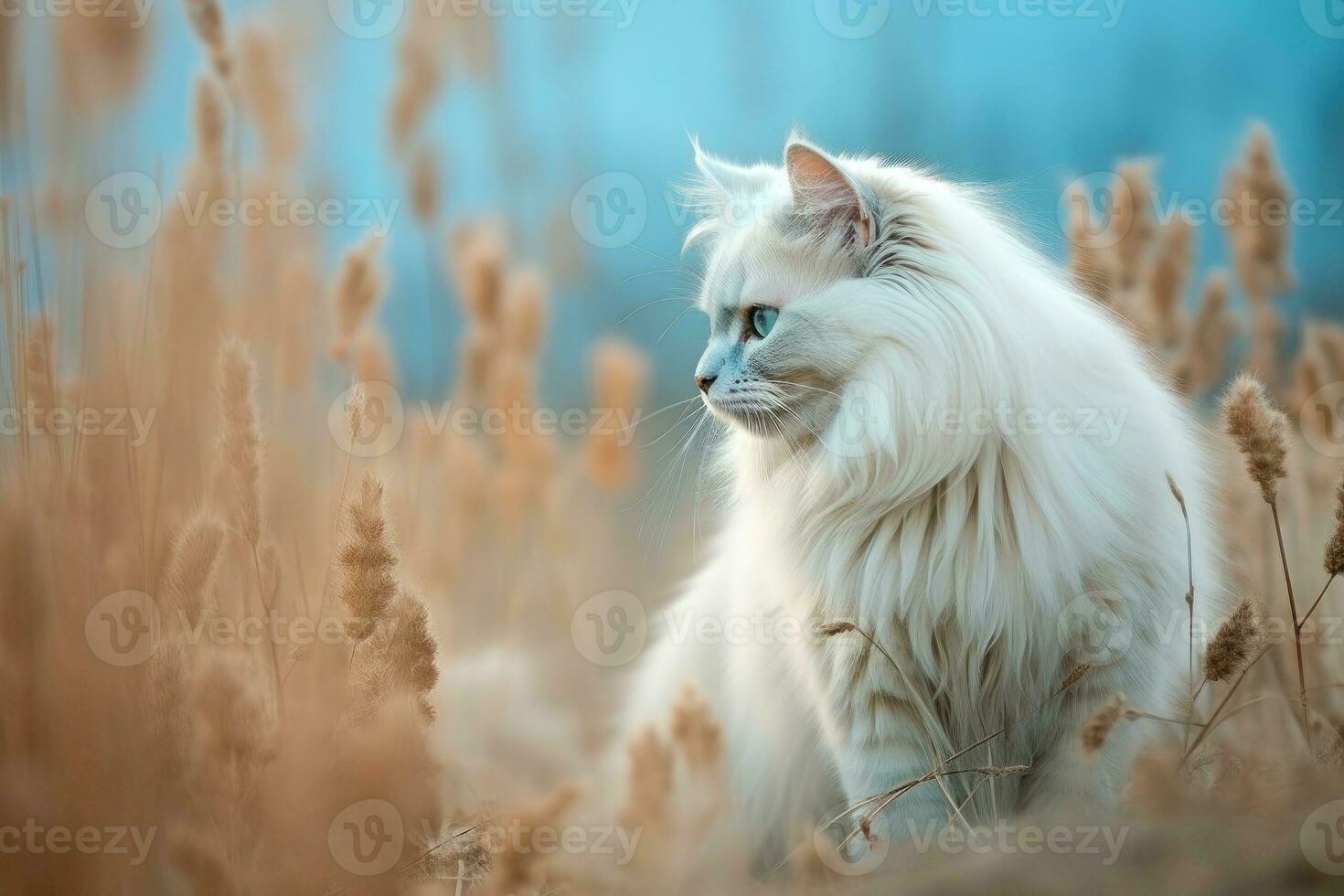 Close-up of cute cat gazing at something with beautiful bokeh background, Generative AI photo