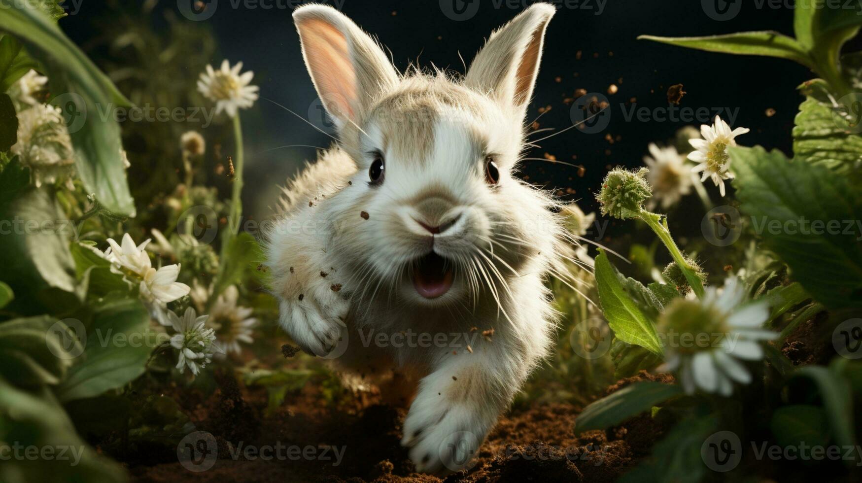 Rabbit white bunny animal photo realistic AI generated