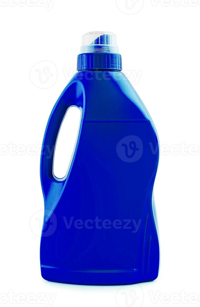 azul el plastico botella para detergente aislado foto