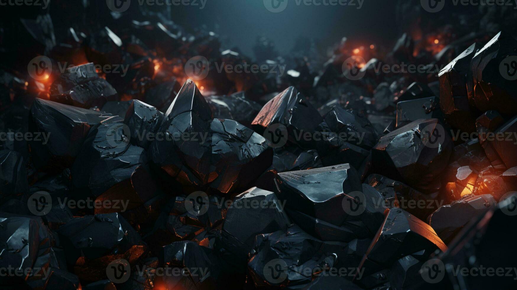 Black coal and fire light realistic photo AI generated
