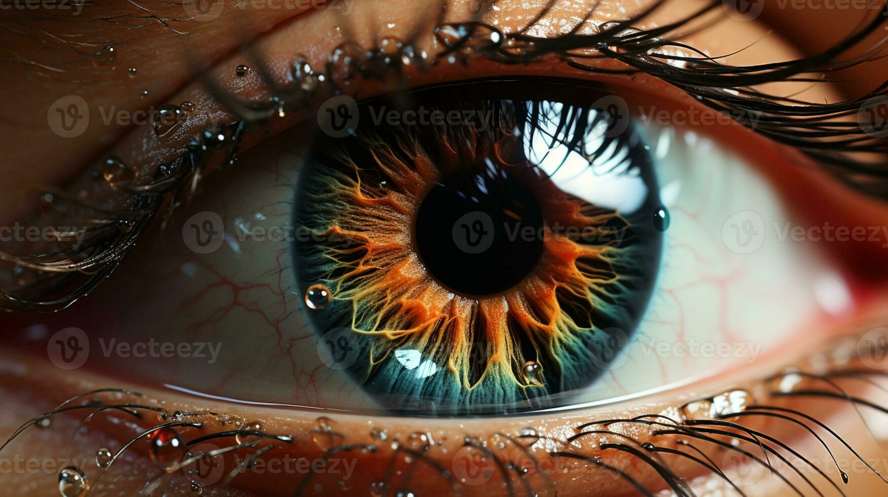 Red eye human macro photo realistic AI generated