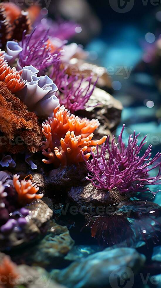 ai generado Oceano debajo agua con coral arrecife foto