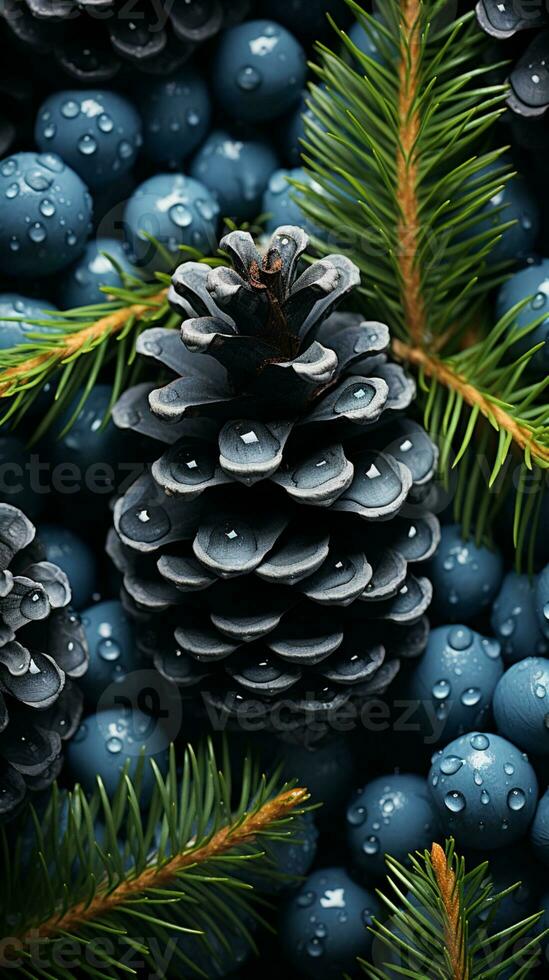 Pine forest tree winter story background AI generated photo