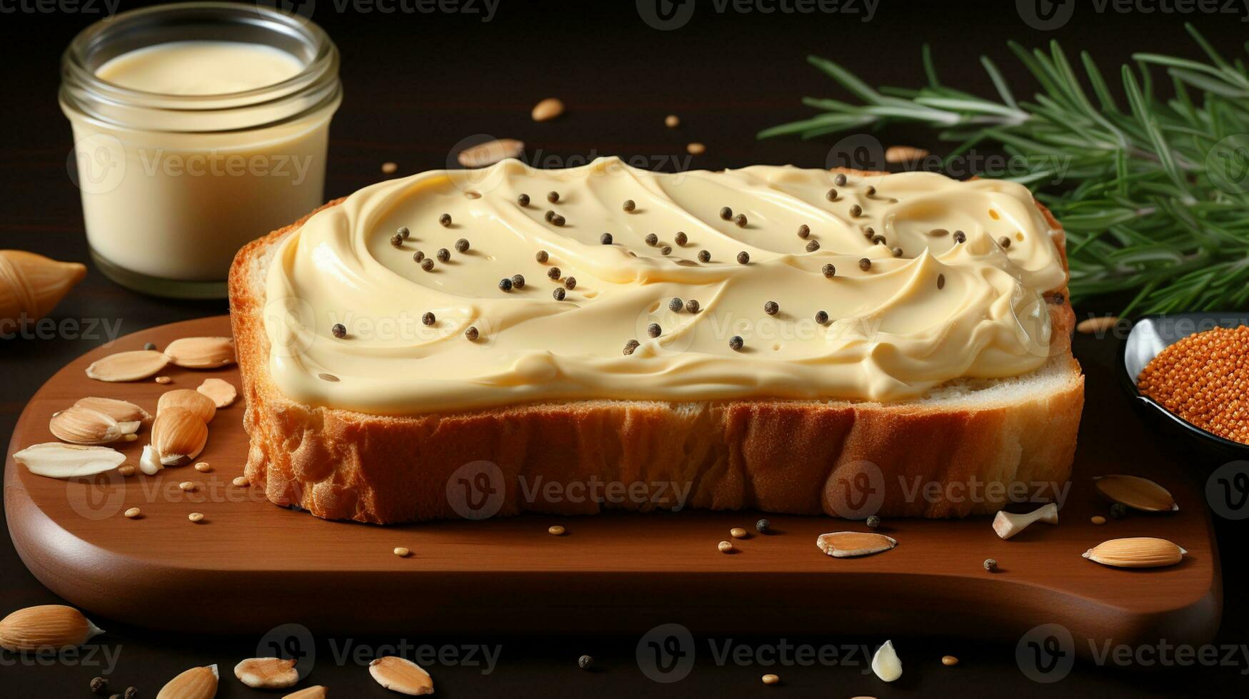 Bread toast egg mayonnaise cream cheese dessert AI Generated photo