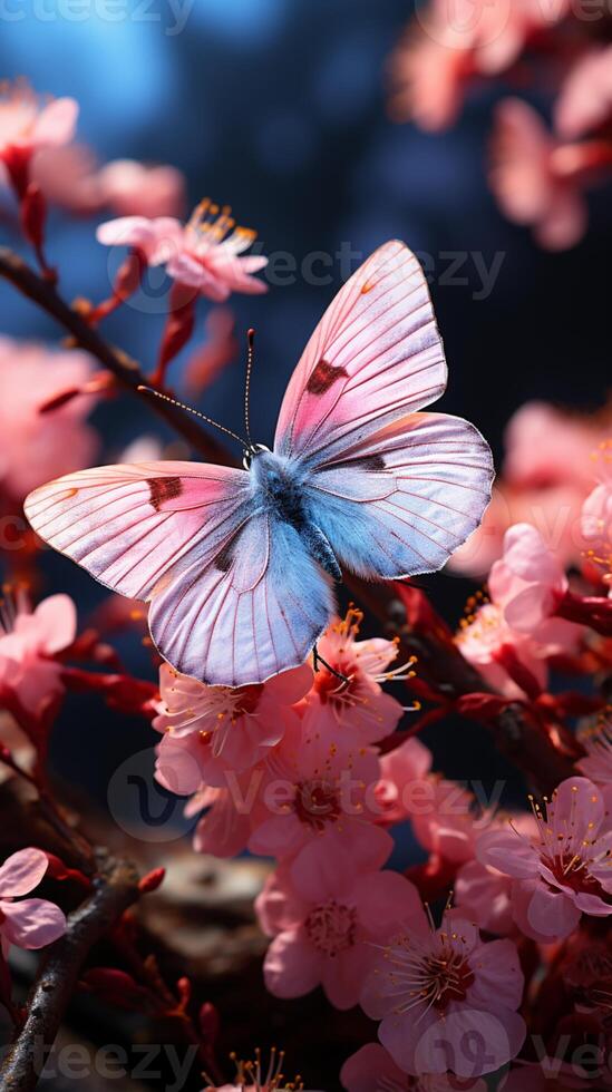 Butterfly in spring autumn in yellow light AI generated photo