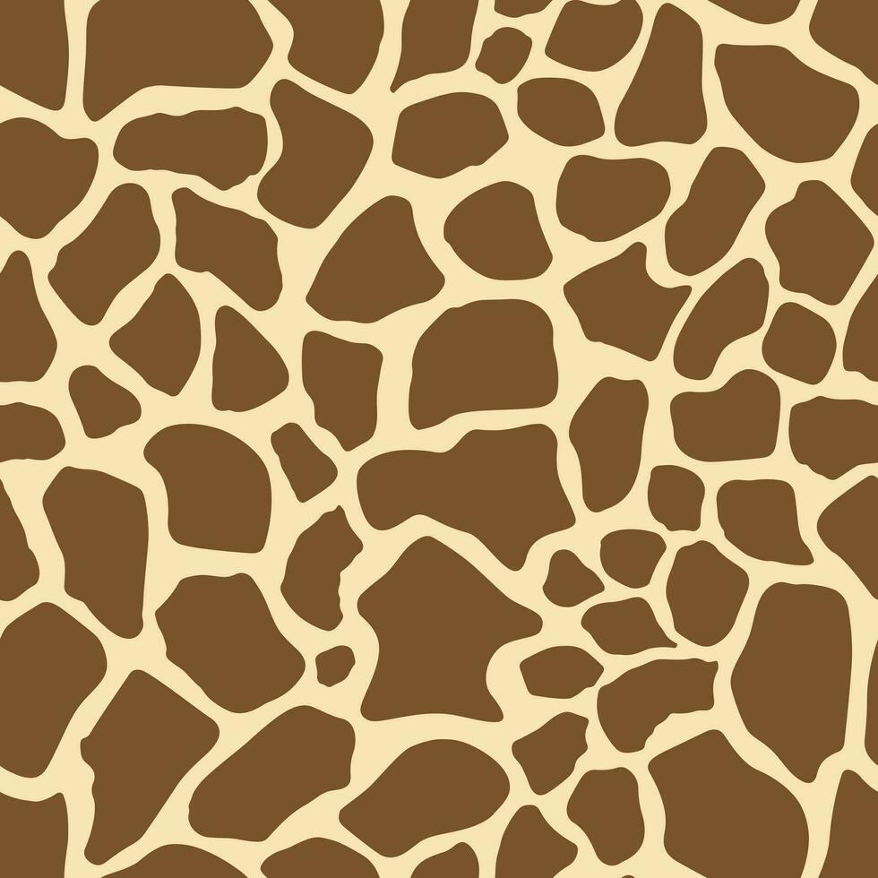 Giraffe Skin Seamless Pattern Brown and Yellow Colors. Abstract art print. Design for paper, covers, cards, fabrics, interior items and any. Vector illustration of skin animal.
