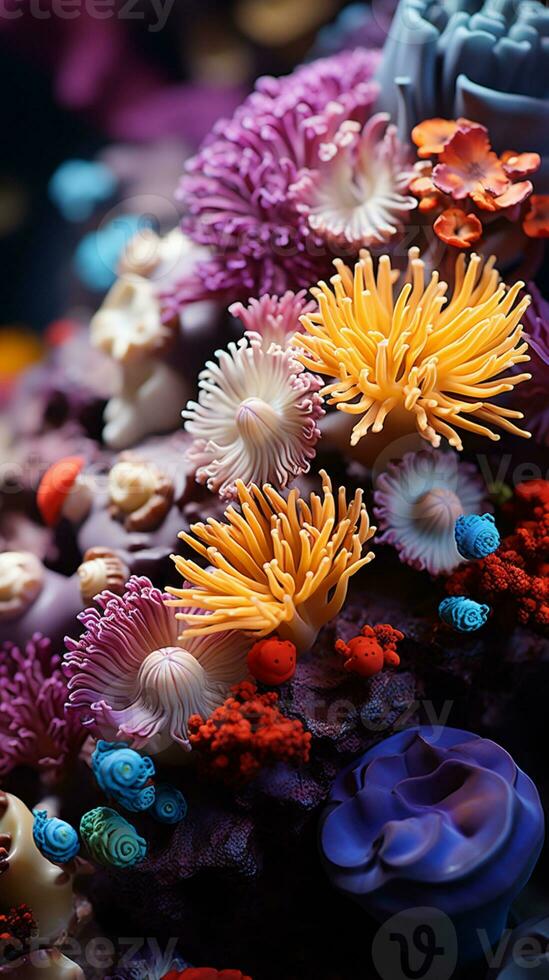 AI generated Ocean under water with coral reef photo