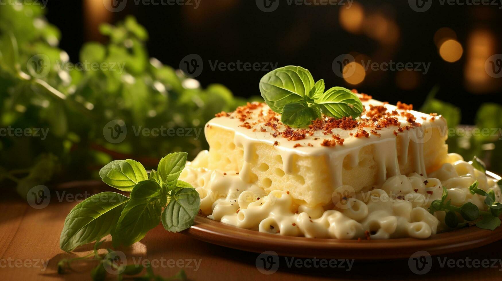 Lasagna potato mayonnaise mushroom egg food AI generated photo