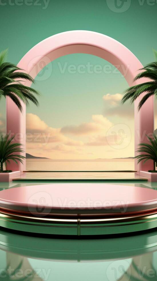 AI generated Minimalist podium stage simple show product mockup photo