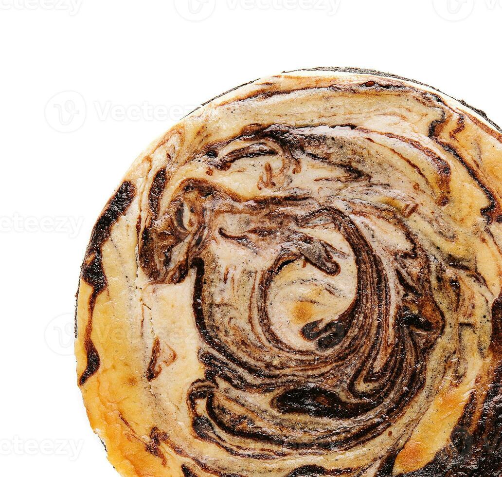 cake with cinnamon and chocolate on top view photo