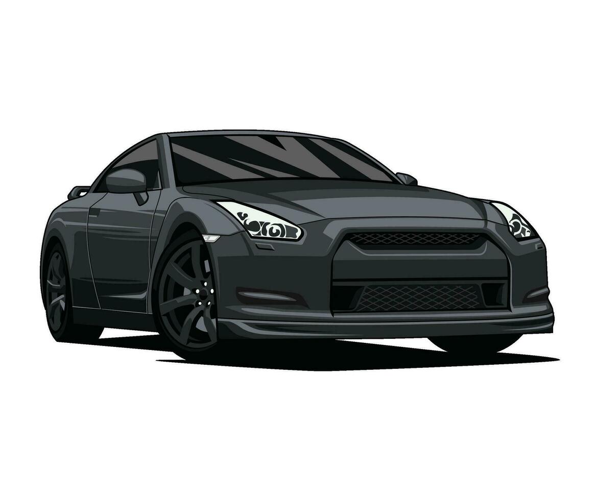 black japan car flat vector design