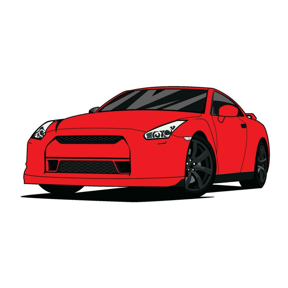 red japan car flat vector design