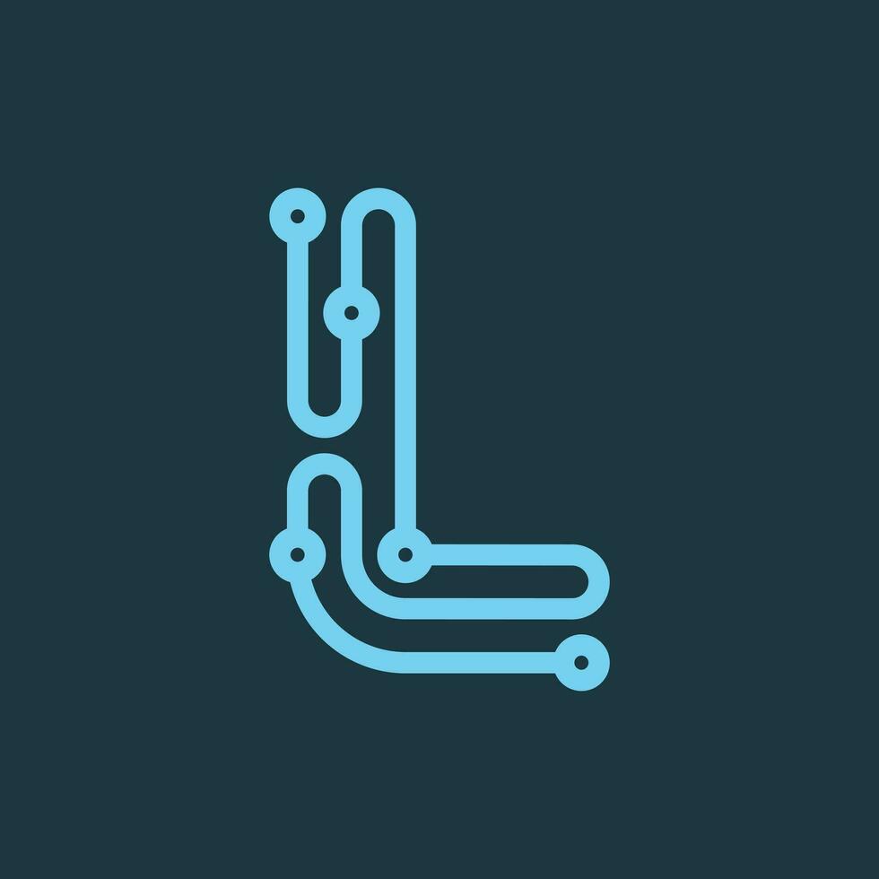 Letter L Circuit Icon Logo Design Template Element, Technology and digital abstract dot connection vector