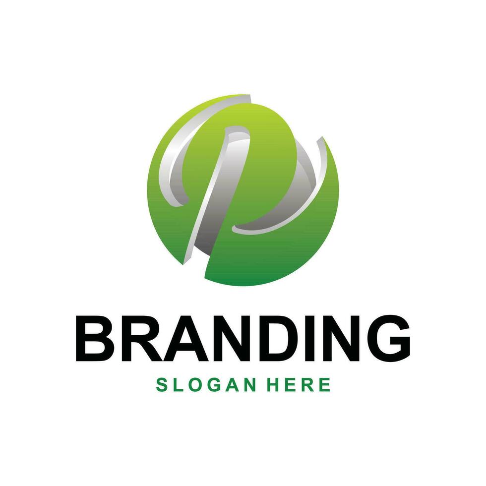 initial logo P Globe Circle design vector, Usable for Business and Technology Logos. Flat Vector Logo Design Template Element