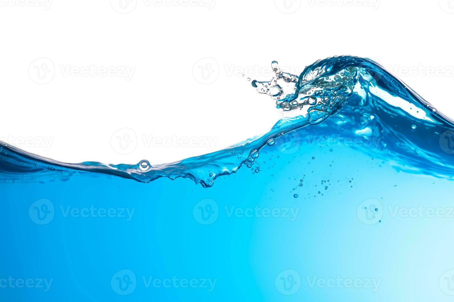 Water splash with bubbles of air, isolated on the white background. Abstract. close-up view photo