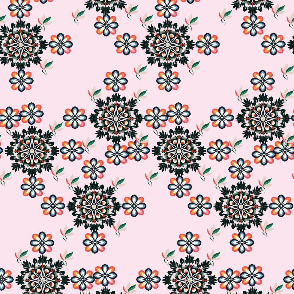 negro y blanco floral modelo con hojas y flores vector