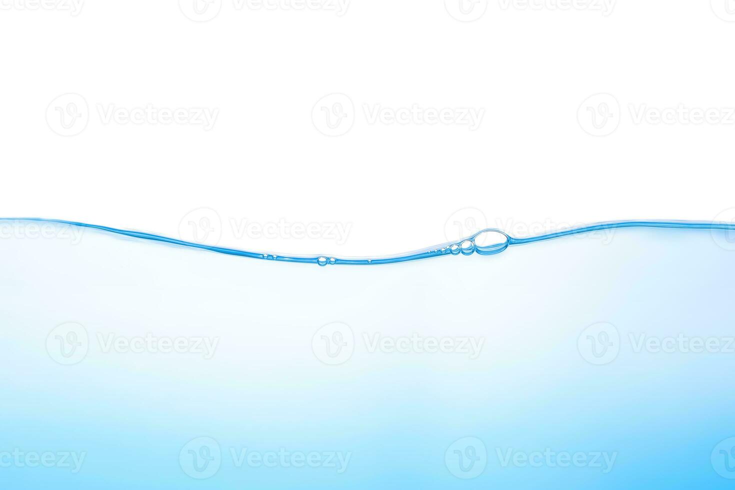 Water surface with air bubbles on white background. Waves and air bubbles water with line. close-up view. photo