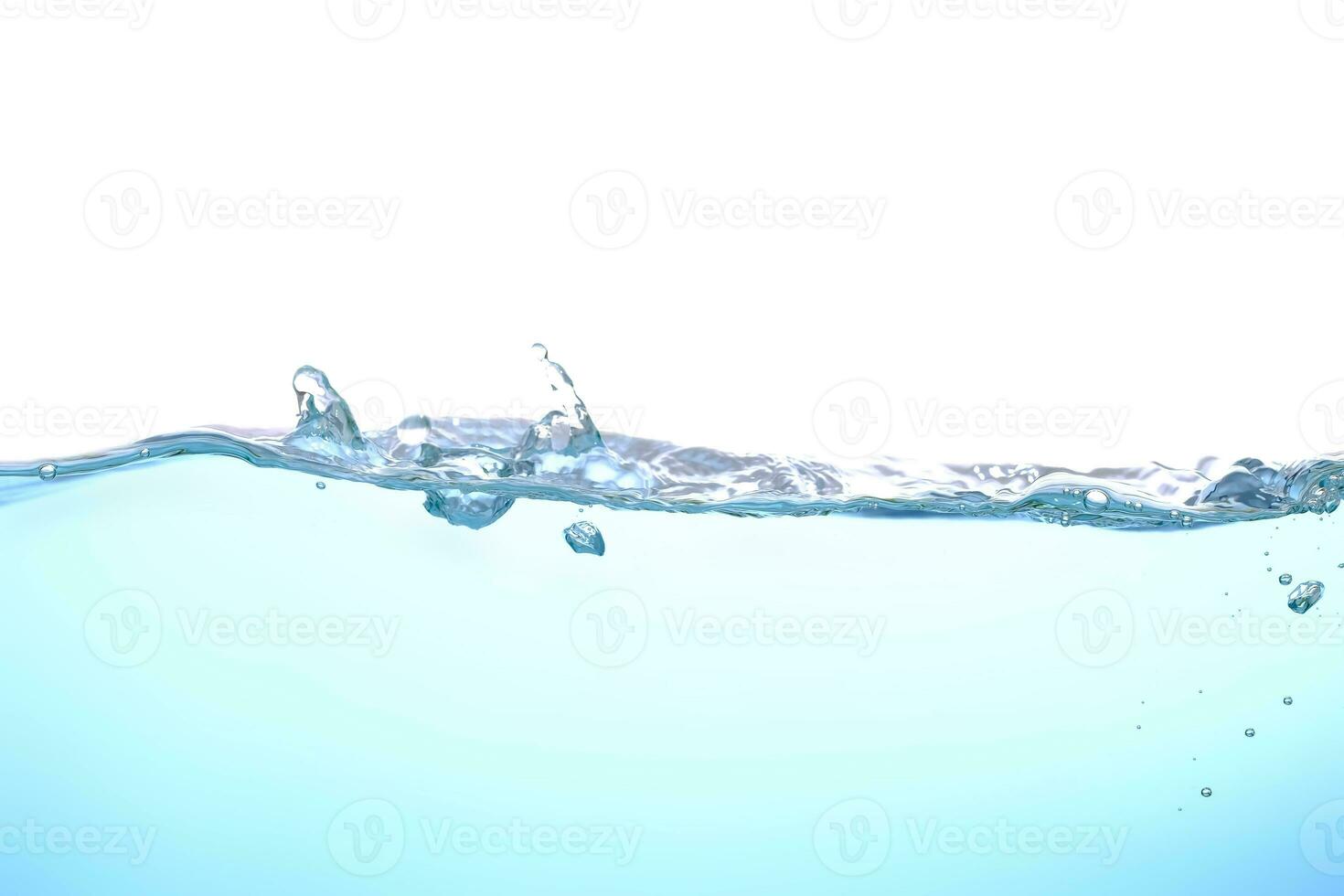 The surface of the water. White background. Movement. Close-up view. photo