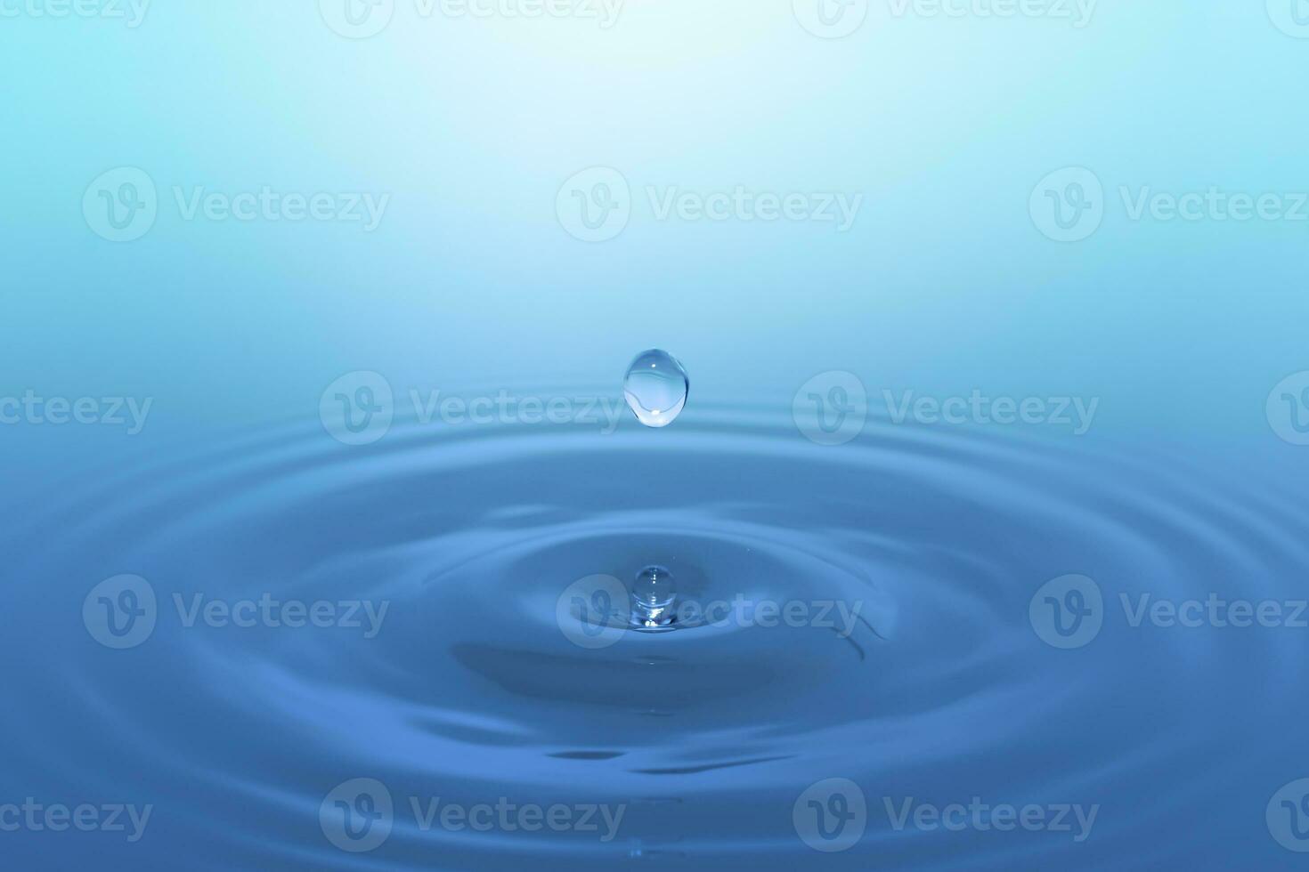 Waves of water are caused by falling droplets. 3d illustration. close-up view. photo