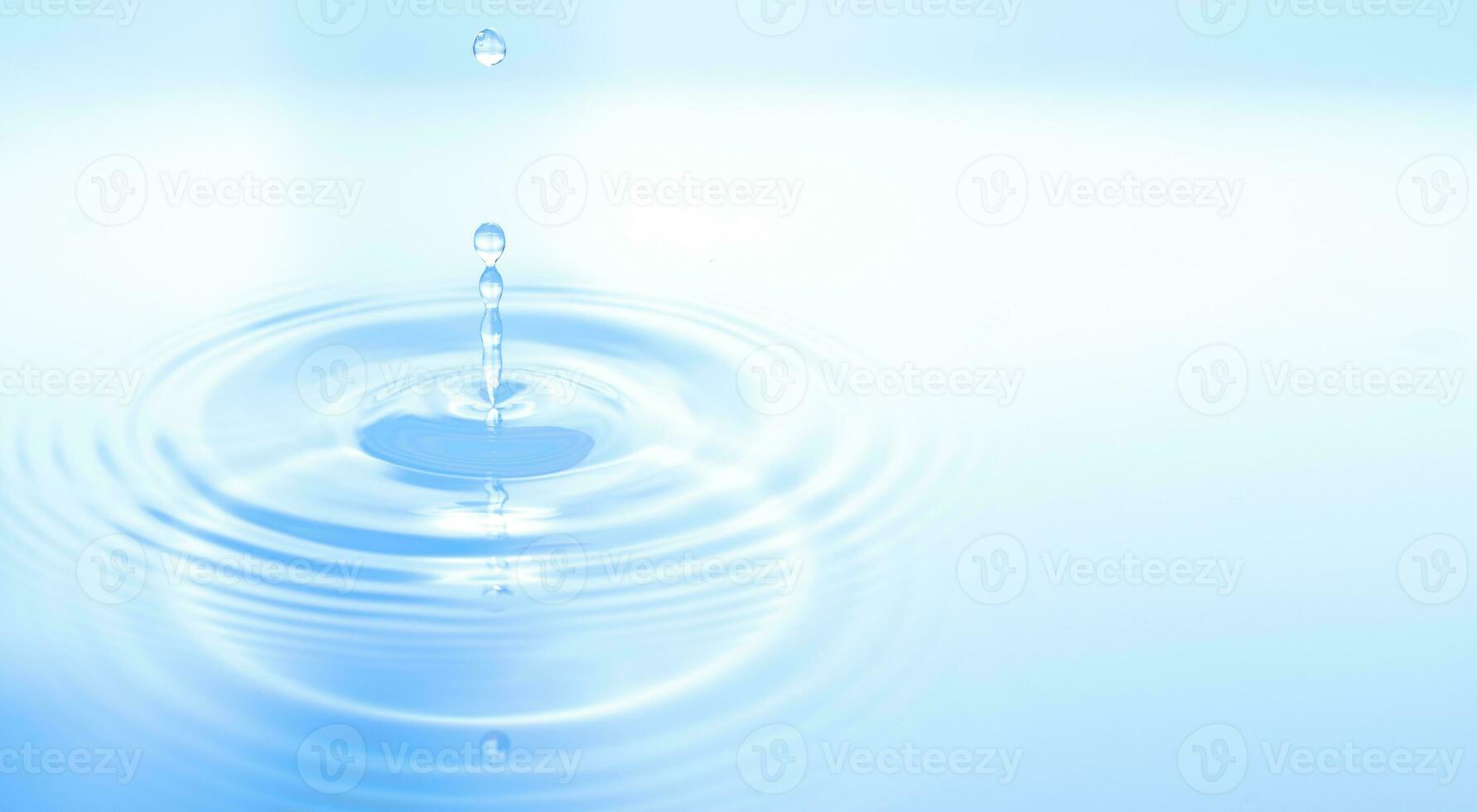 Waves of water are caused by falling droplets. 3d illustration. close-up view. photo