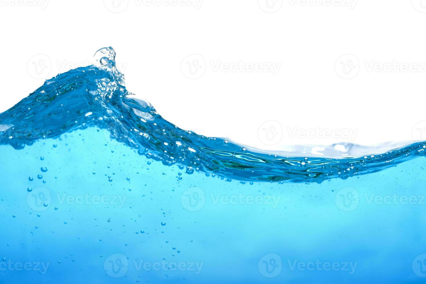 The surface of the water. White background. Movement. Close-up view. photo