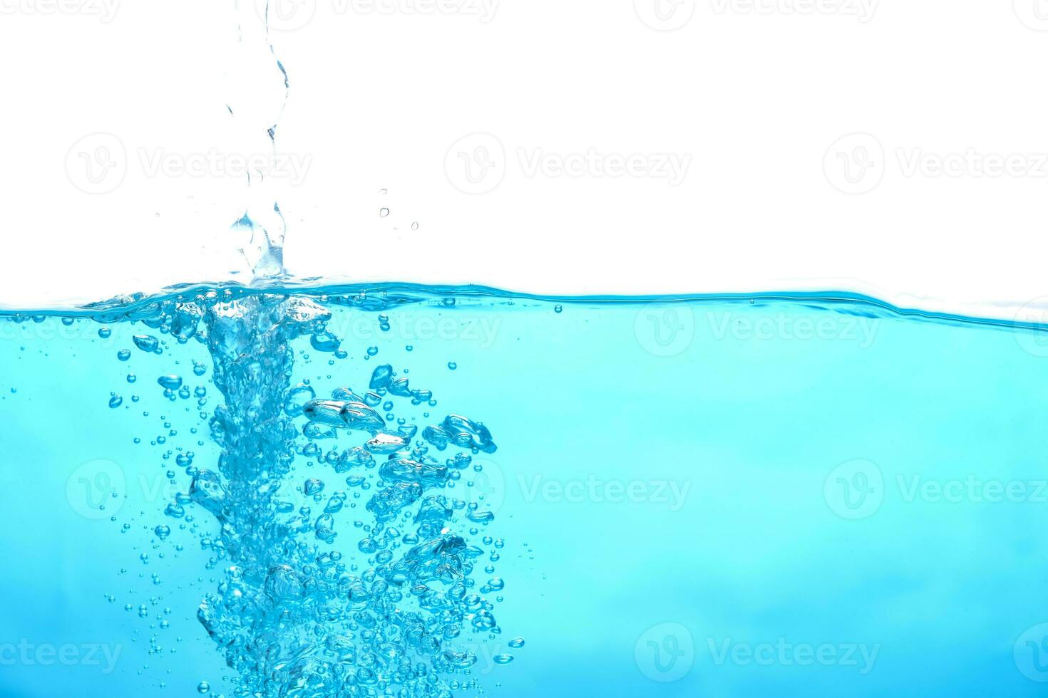water surface and underwater bubbles white background. photo