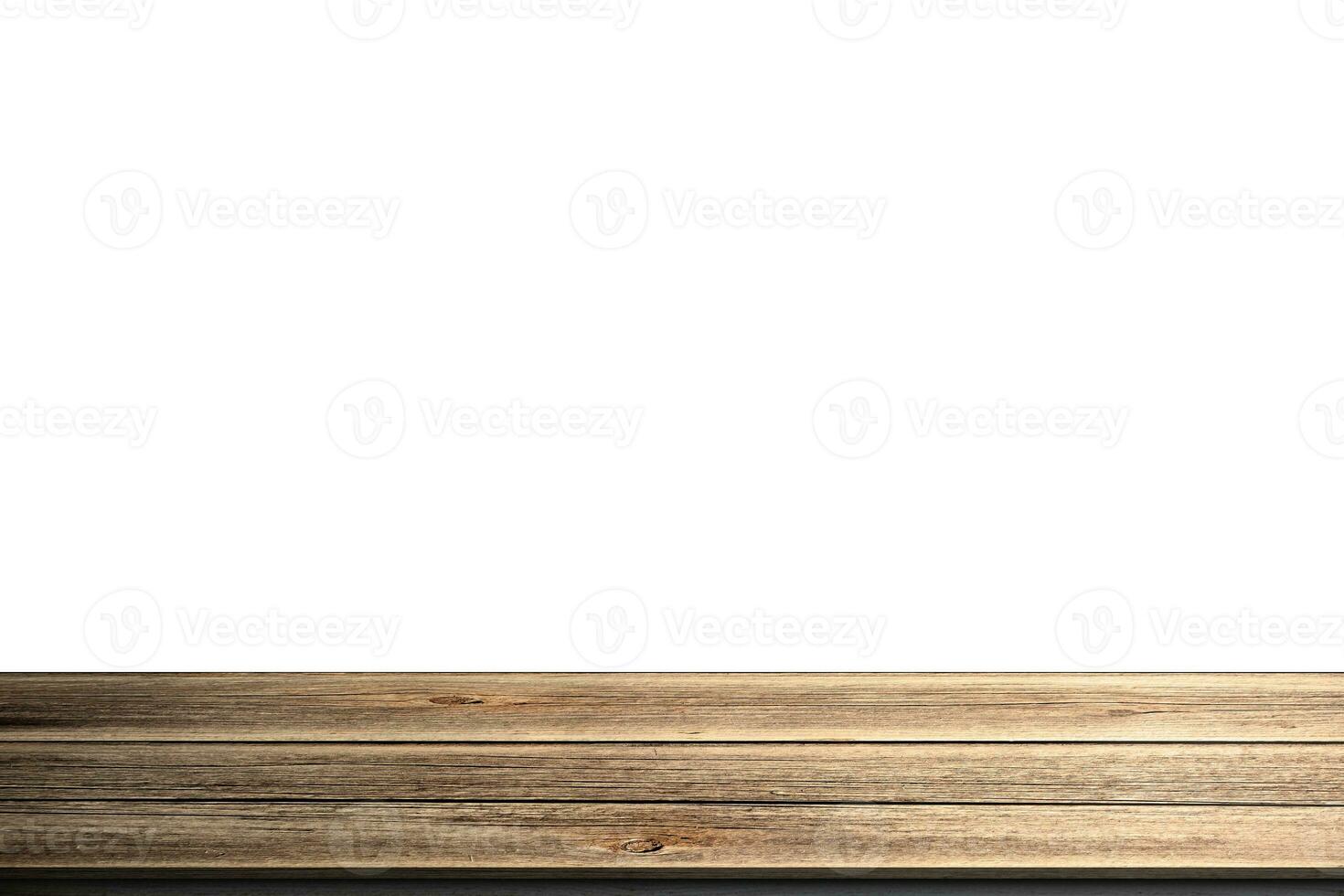 Empty wooden table on white background. For product advertisement. photo