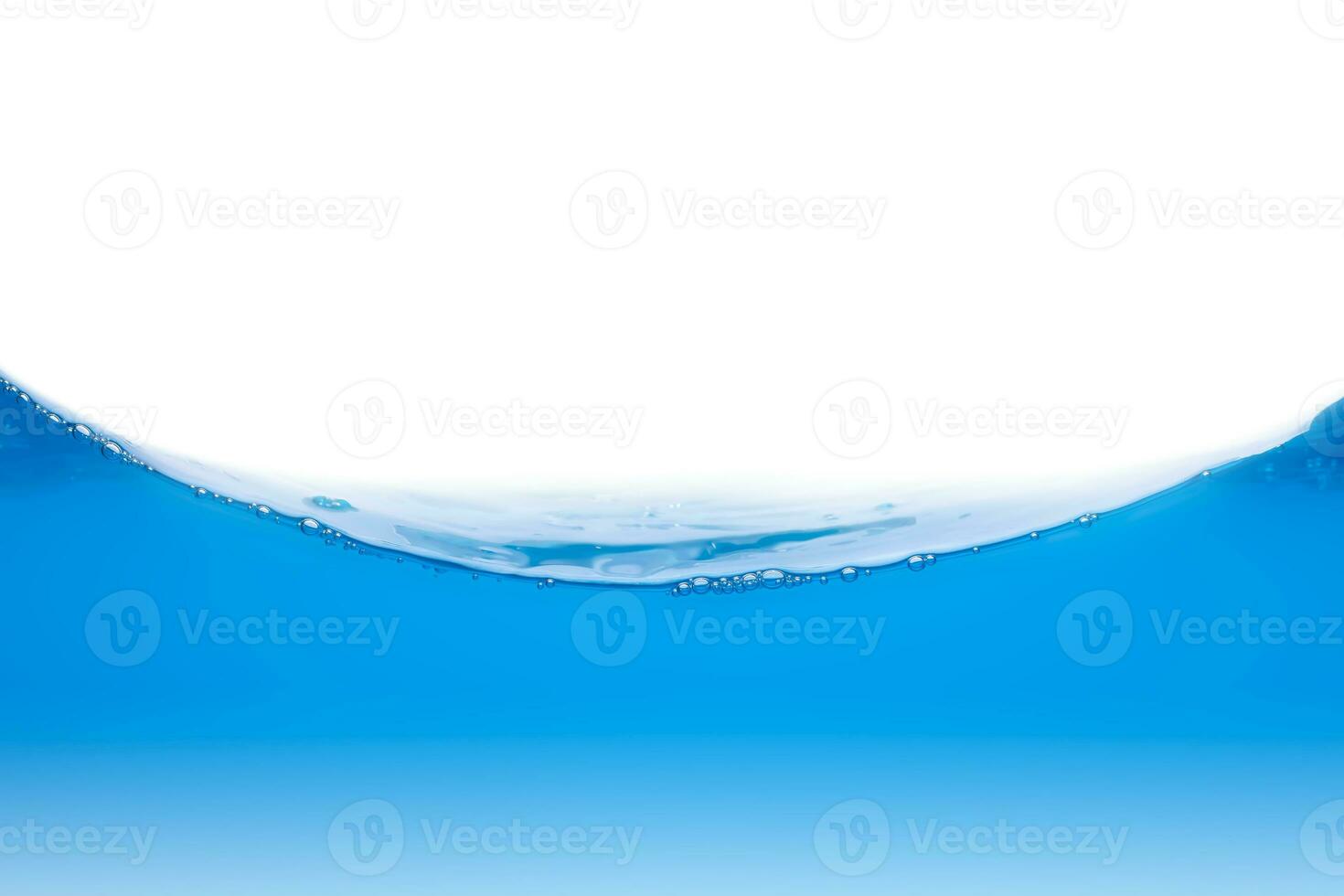 Water surface with air bubbles on white background. Waves and air bubbles water with line. close-up view. photo