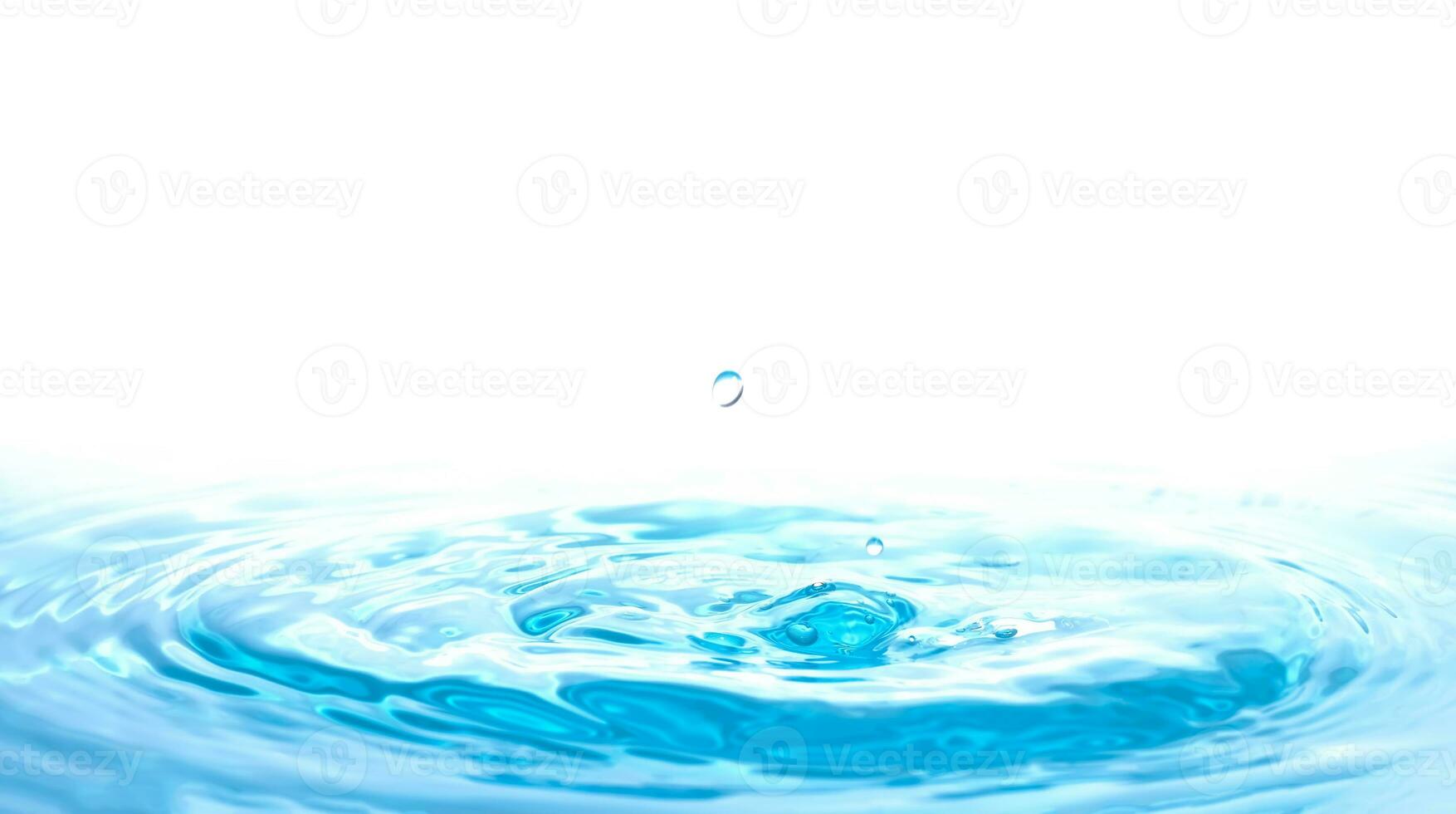 Waves of water are caused by falling droplets. 3d illustration. close-up view. photo