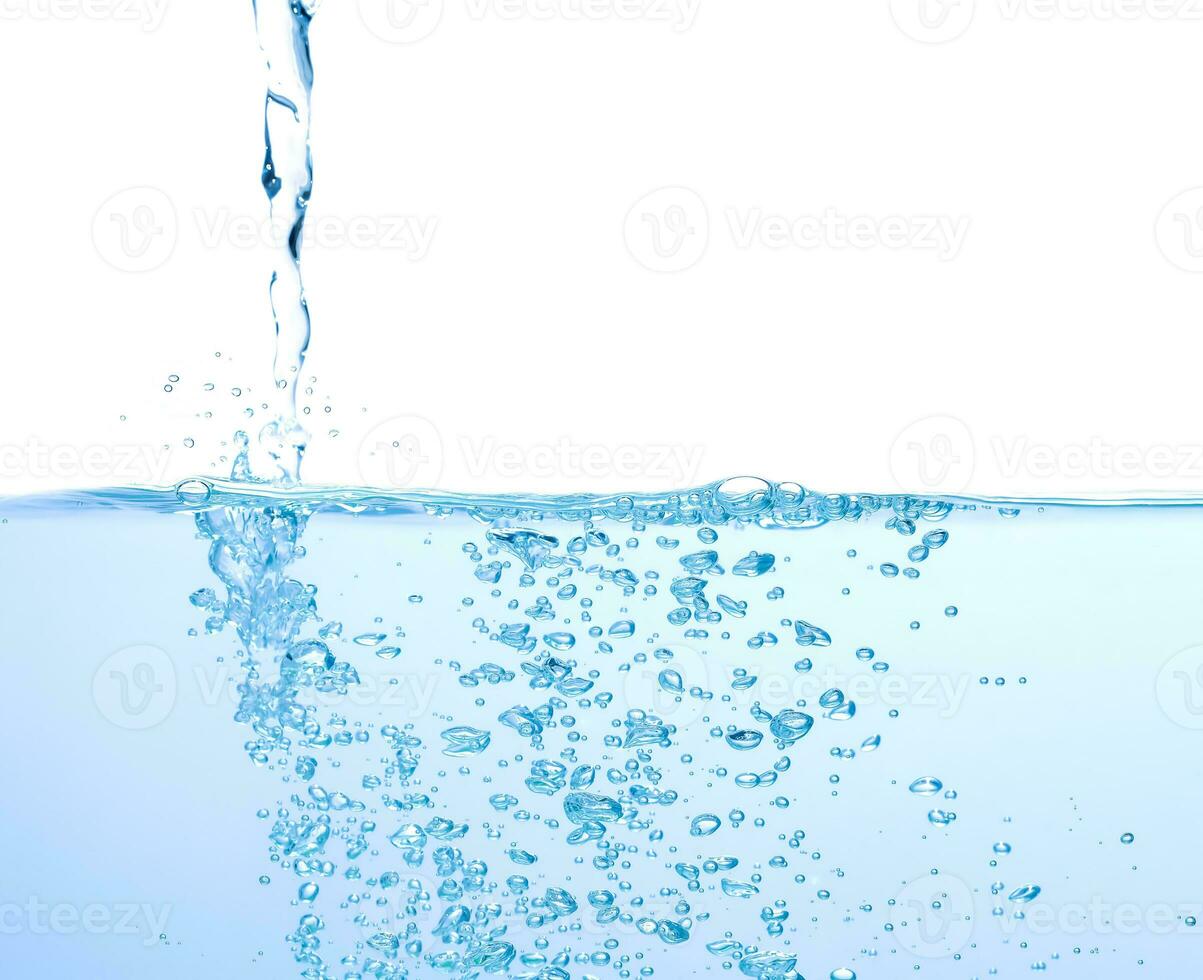 water surface and underwater bubbles white background. Close-up view. photo