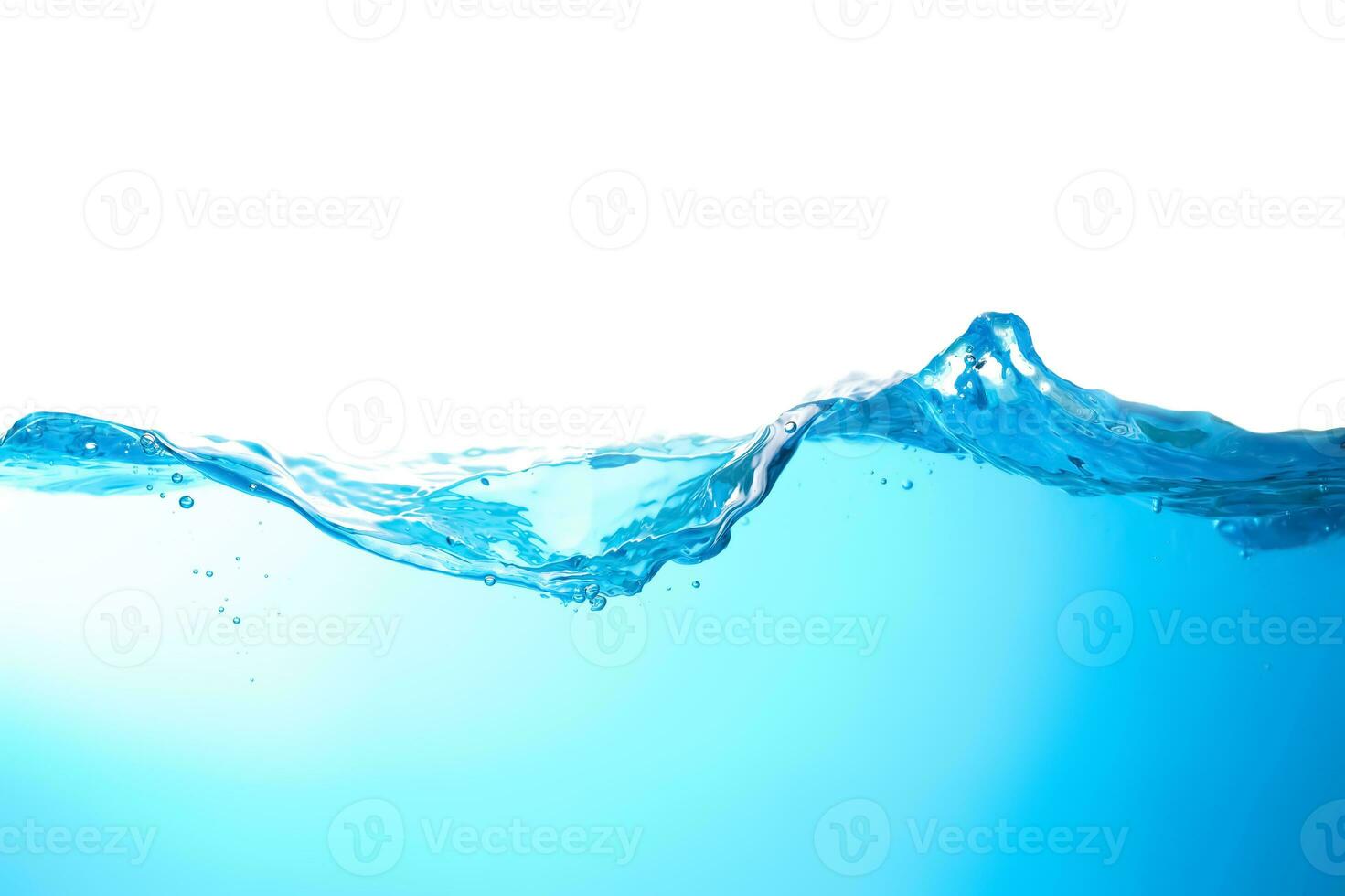 Abstract illustration Clear water surface with ripples and bubbles. beautiful white background. close-up photo