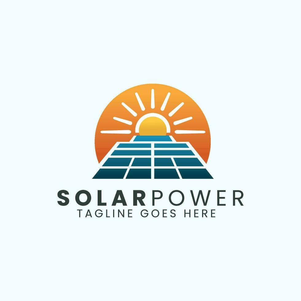 solar poder planta logo diseño modelo vector