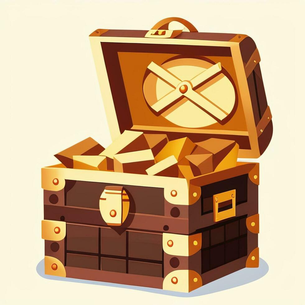 AI generated Treasure Box Game Icon Clip Art Sticker Decoration Simple Background photo