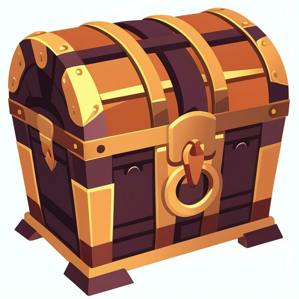 AI generated Treasure Box Game Icon Clip Art Sticker Decoration Simple Background photo