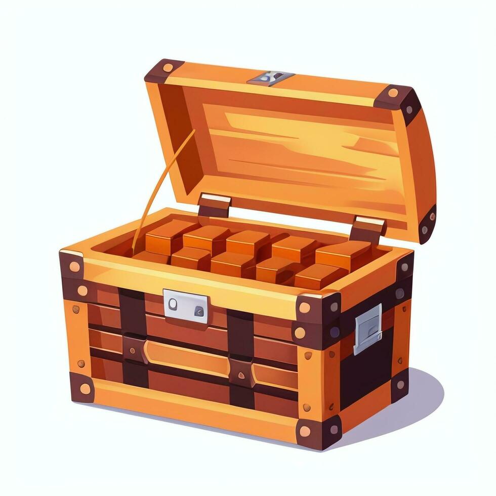 AI generated Treasure Box Game Icon Clip Art Sticker Decoration Simple Background photo