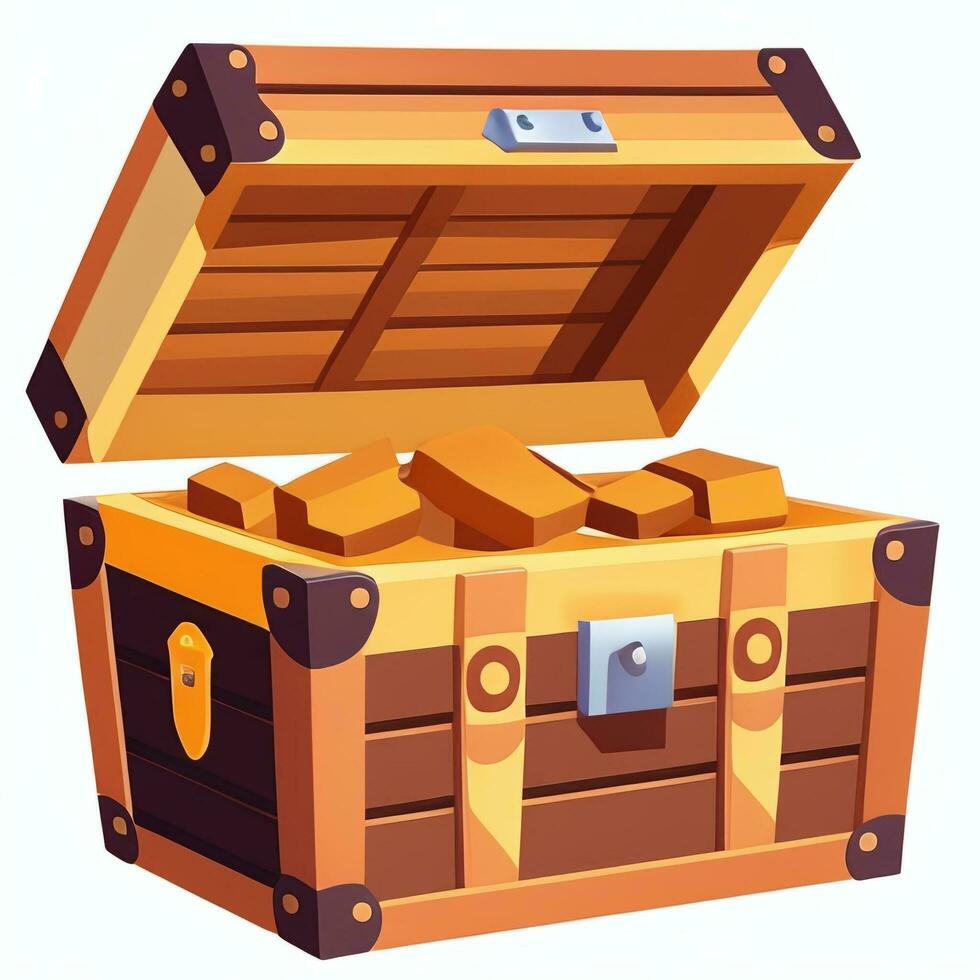 AI generated Treasure Box Game Icon Clip Art Sticker Decoration Simple Background photo