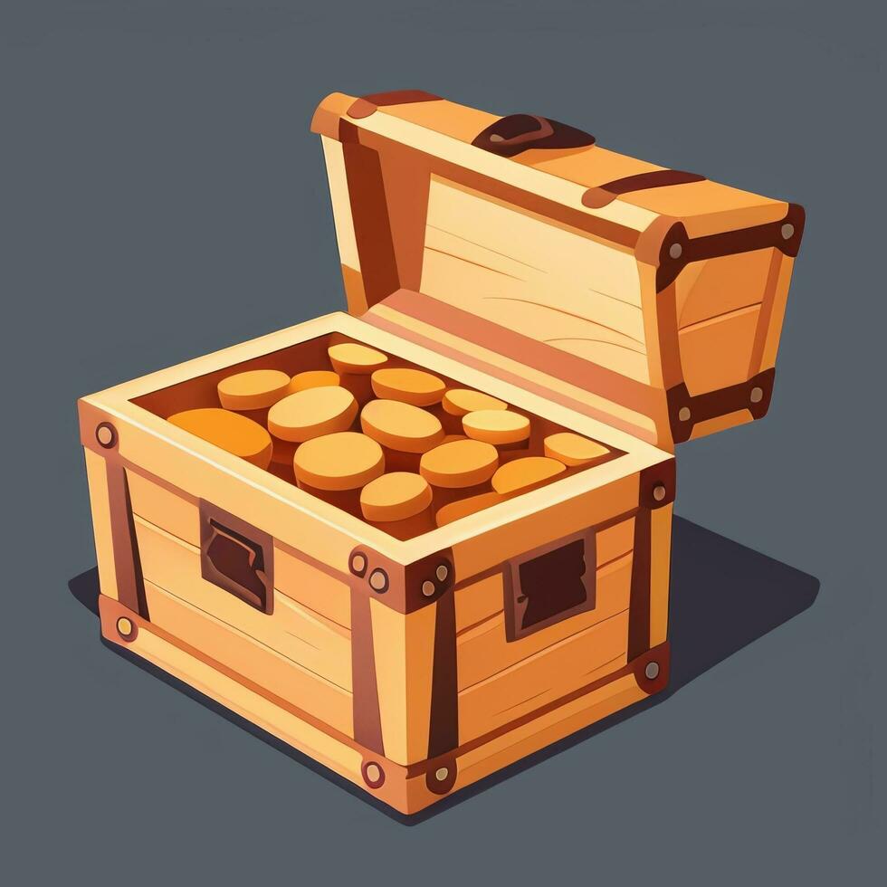 AI generated Treasure Box Game Icon Clip Art Sticker Decoration Simple Background photo