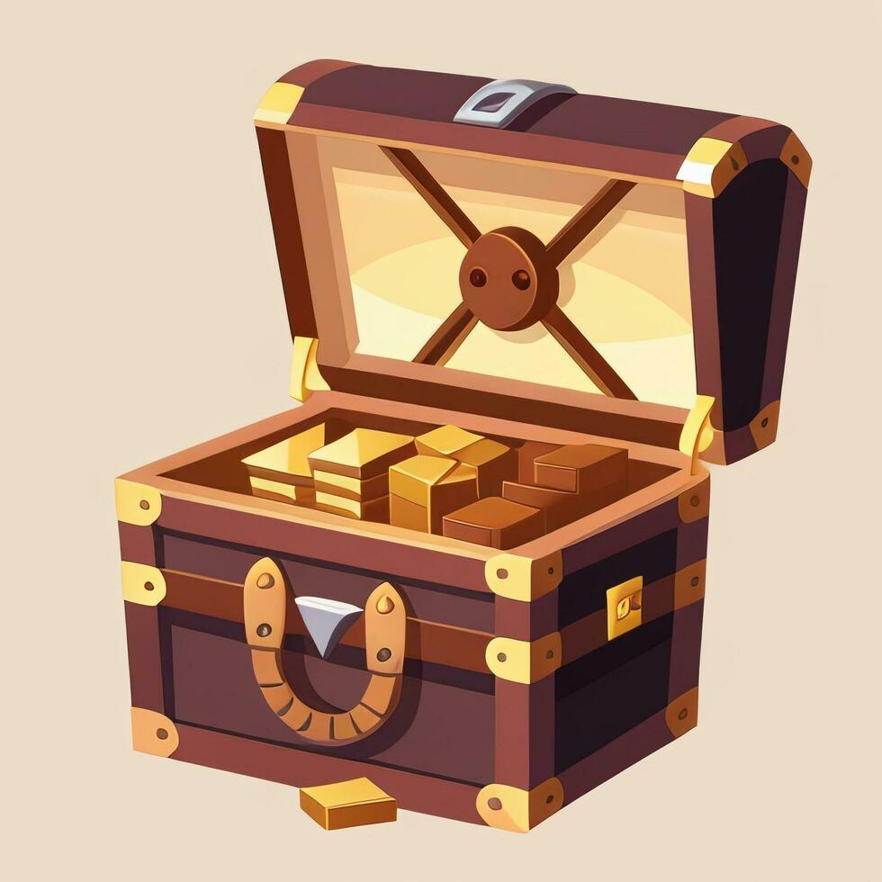 AI generated Treasure Box Game Icon Clip Art Sticker Decoration Simple Background photo