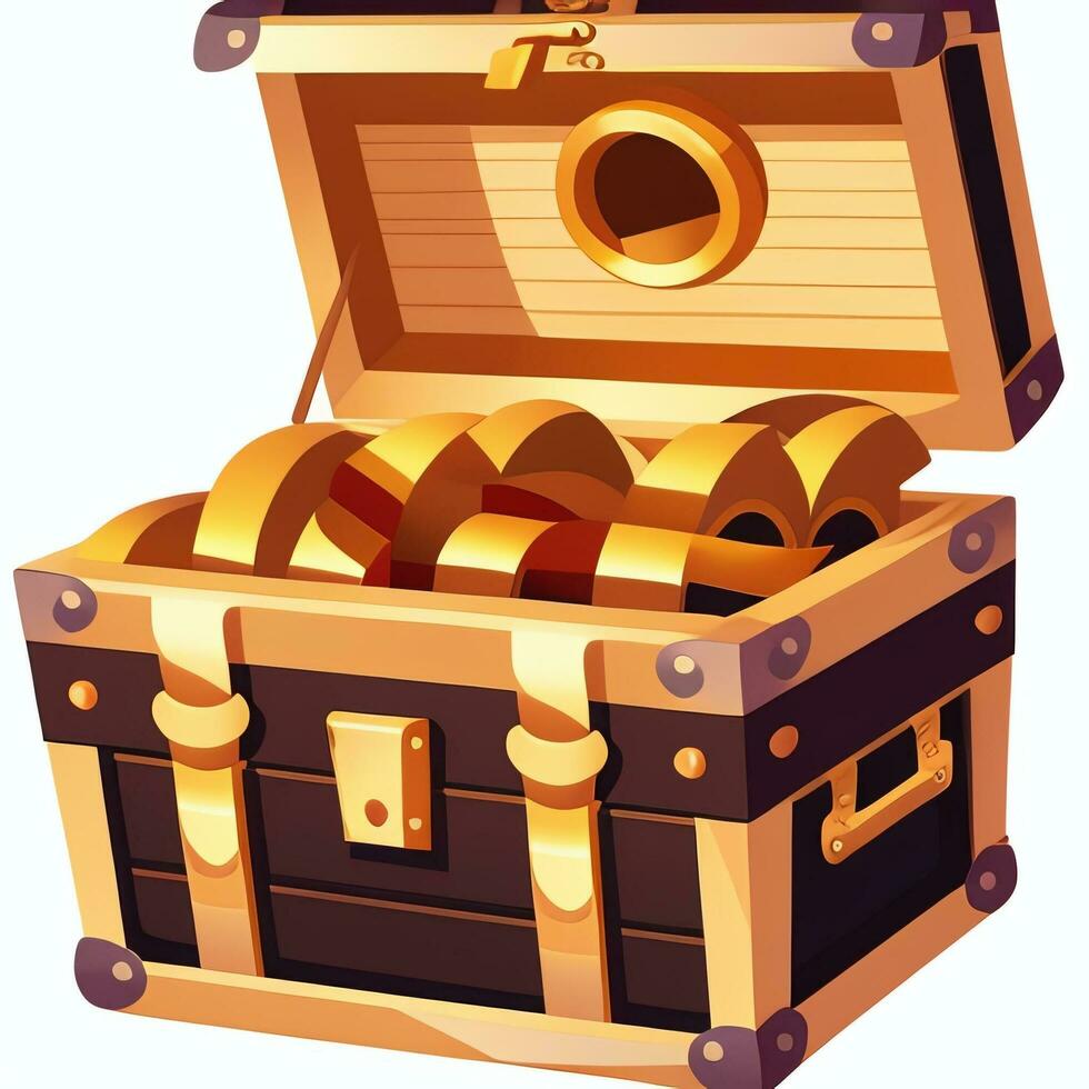AI generated Treasure Box Game Icon Clip Art Sticker Decoration Simple Background photo