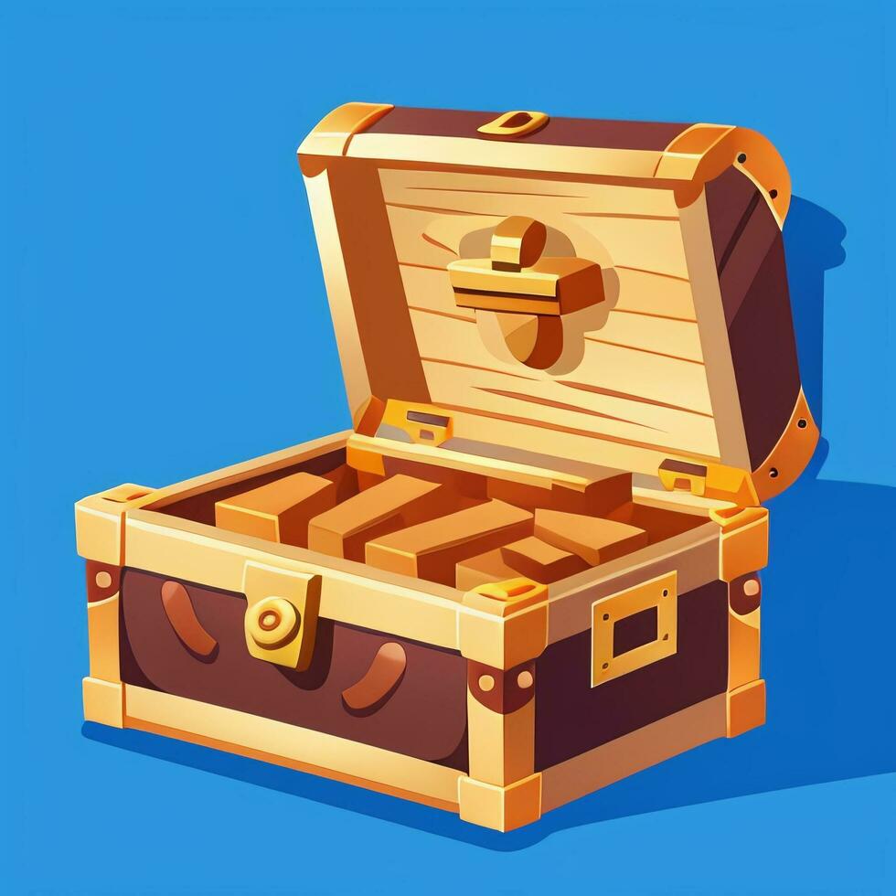 AI generated Treasure Box Game Icon Clip Art Sticker Decoration Simple Background photo