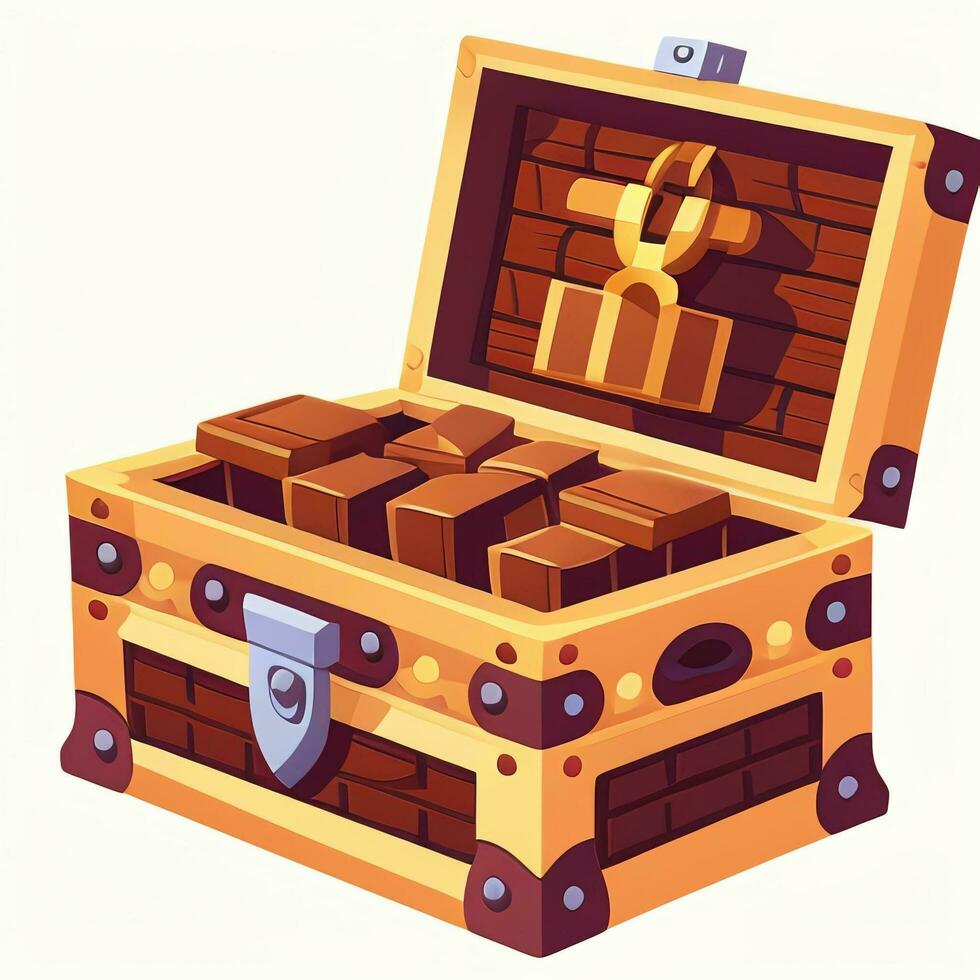 AI generated Treasure Box Game Icon Clip Art Sticker Decoration Simple Background photo