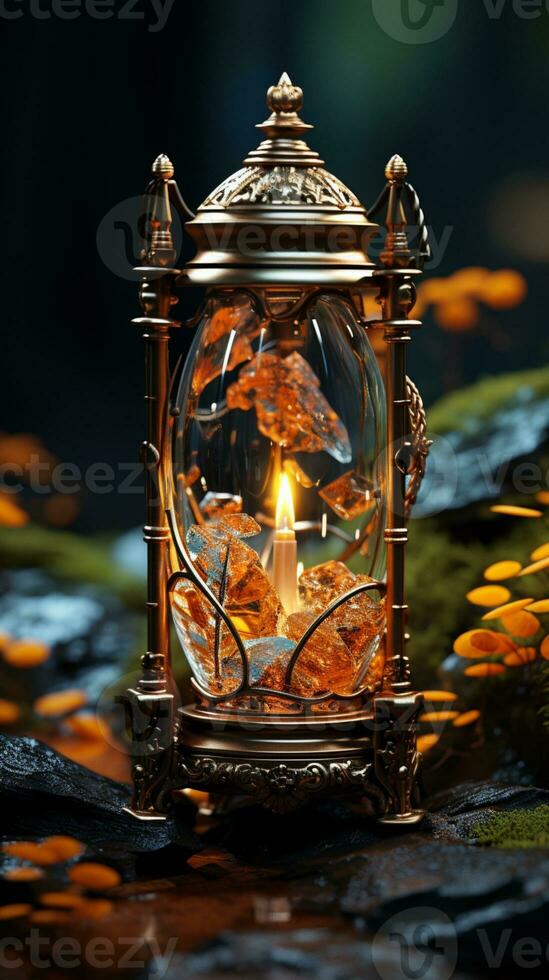 AI generated Luxury oriental lantern light aesthetic decoration photo