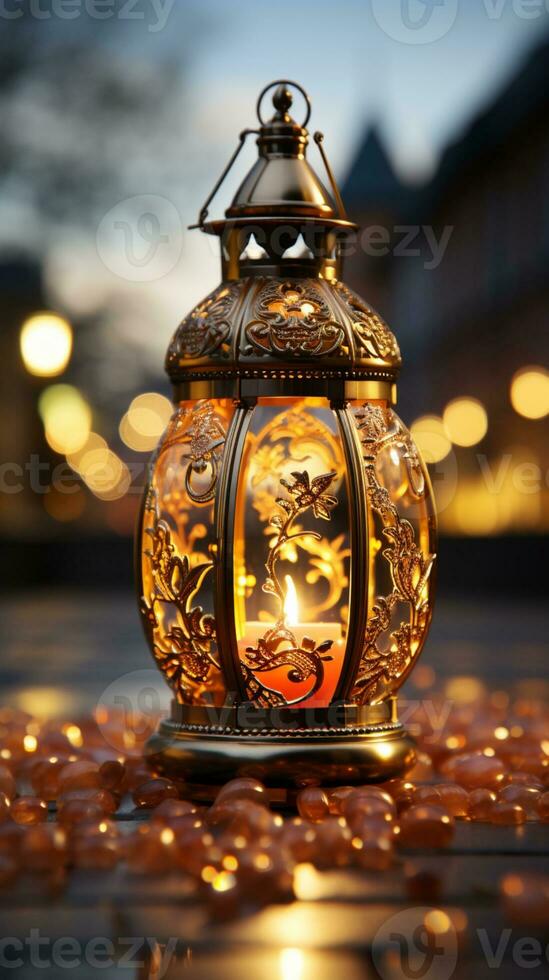 AI generated Luxury oriental lantern light aesthetic decoration photo