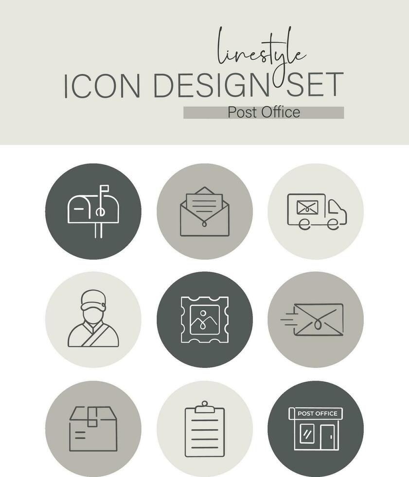 Linestyle Icon Design Set Post Office vector