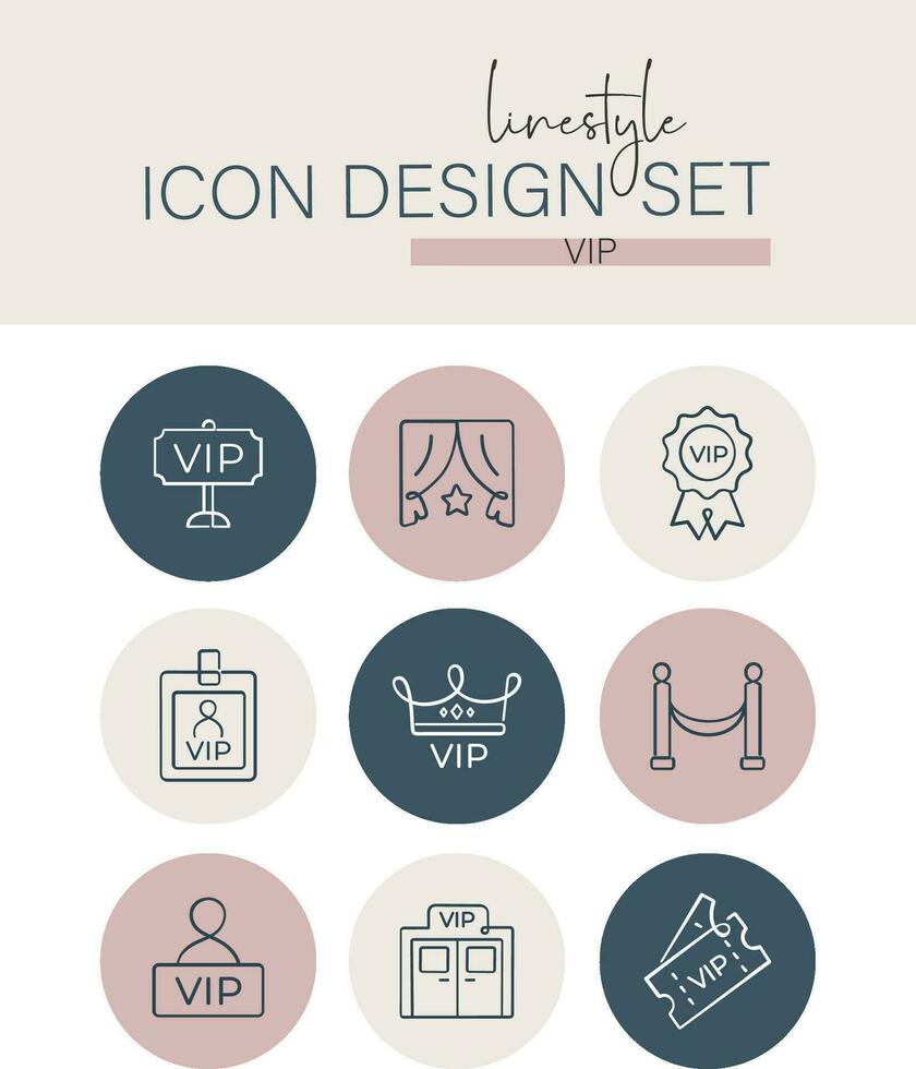 estilo de línea icono diseño conjunto VIP vector