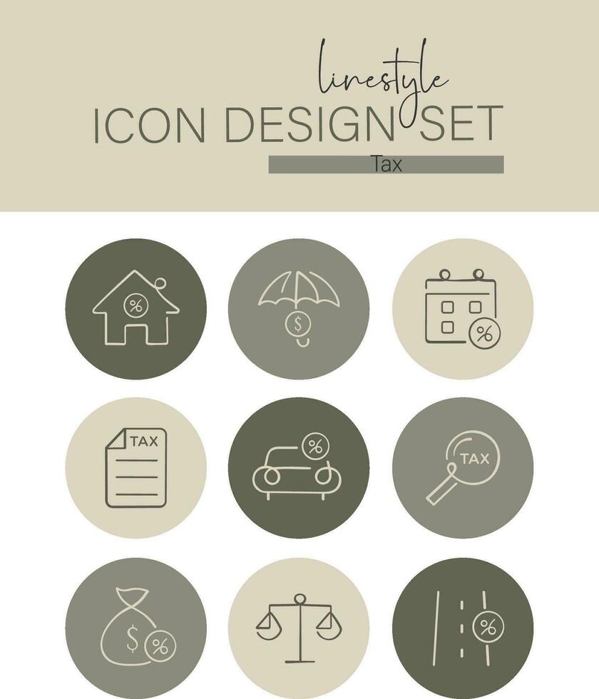 Linestyle Icon Design Set Tax vector