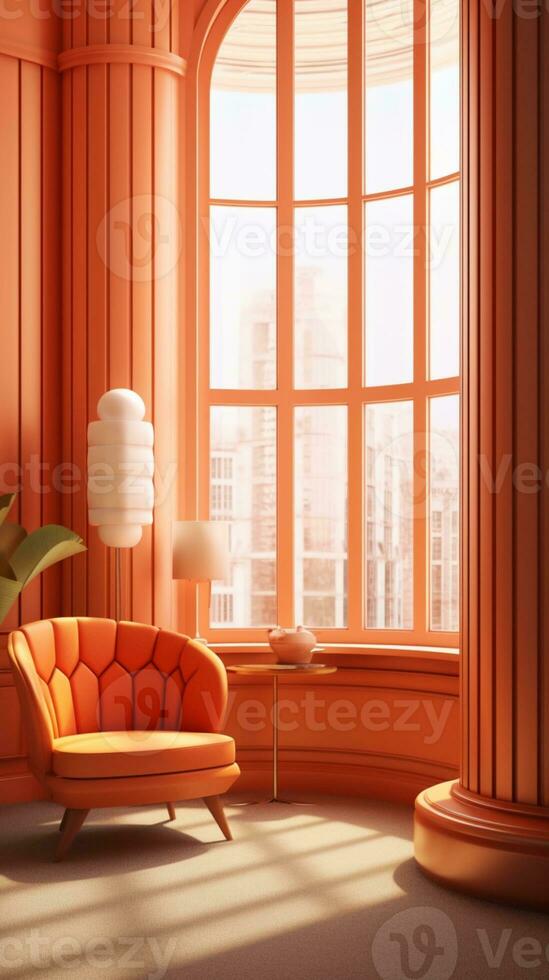 AI generated Peach window interior loby room photo