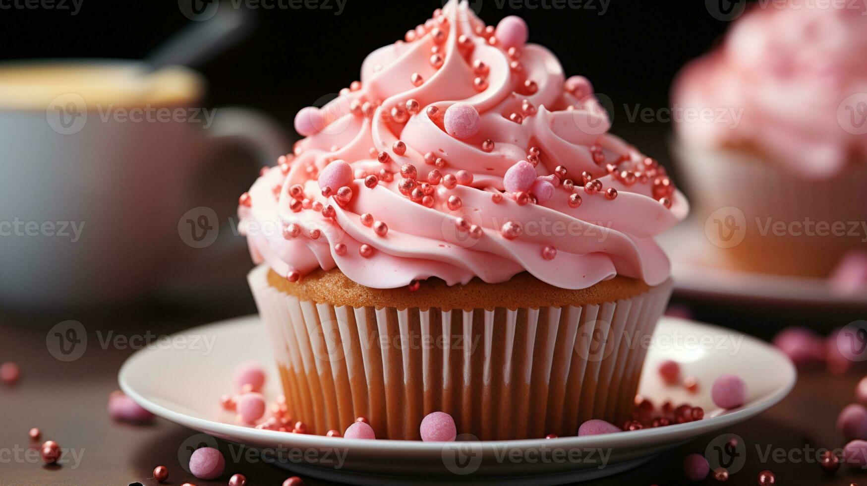 AI generated Cupcake sweet cake dessert cream butter bread bakery photo