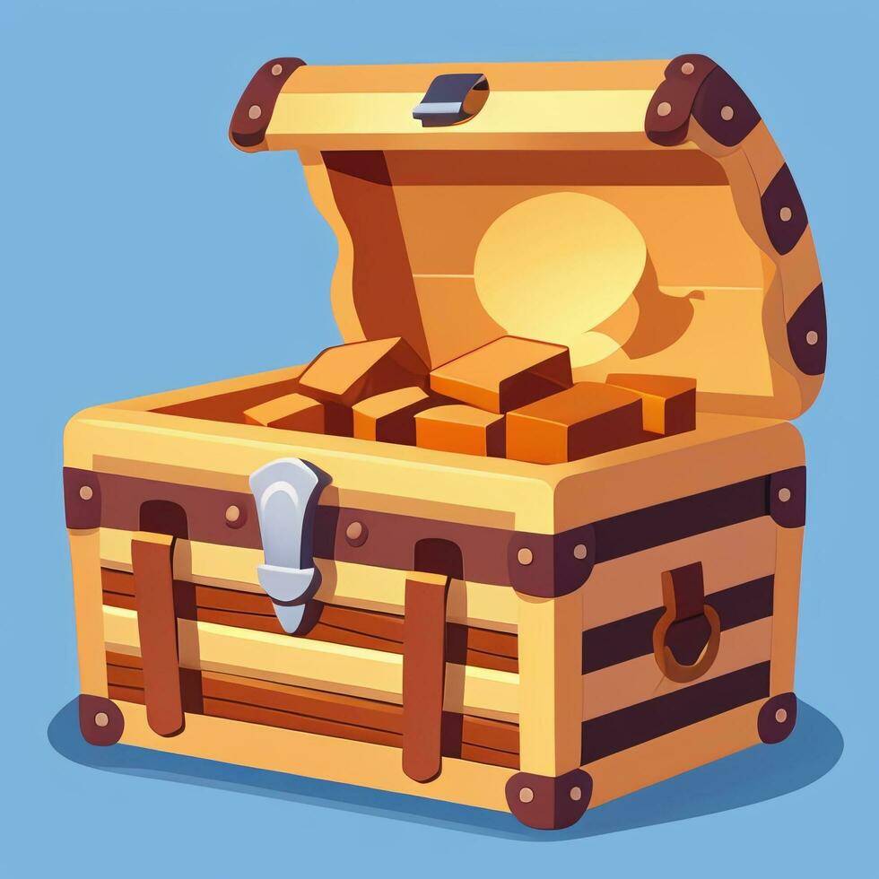 AI generated Treasure Box Game Icon Clip Art Sticker Decoration Simple Background photo
